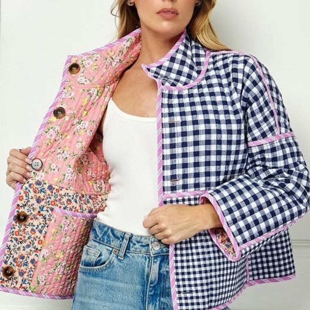 Reversible Quilted Patchwork Jacket Women's Small Boutique